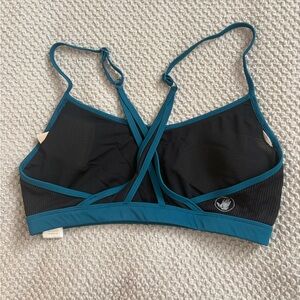 Teal Trim Black Mesh Bralette